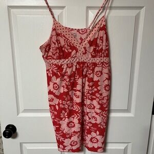 Secret Treasures L Pink Red Floral Dot Print Cami Nightgown Sleepwear